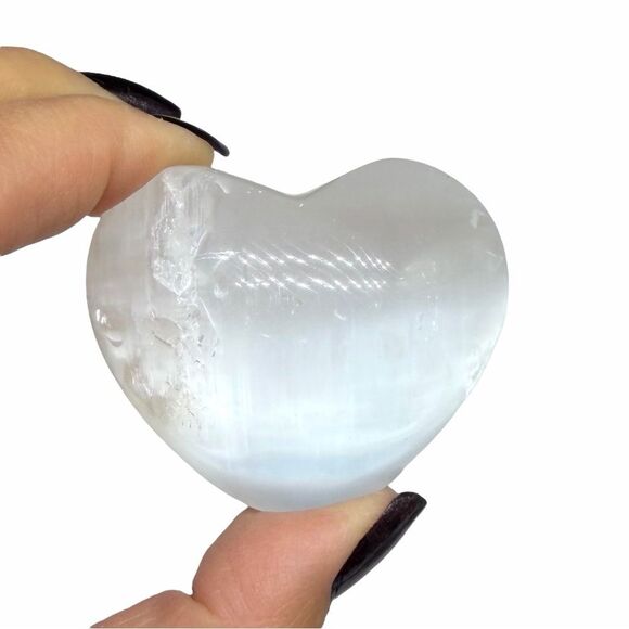 Other - Selenite Heart Shaped Crystal Natural Stone Satin Spar Carved Carving Gift